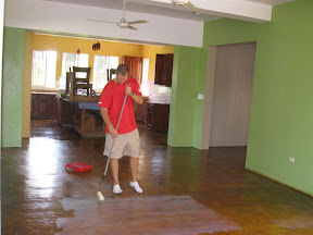 Chris applies the sealant