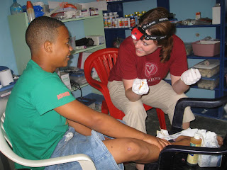 "Buda" get treated for a burned leg.