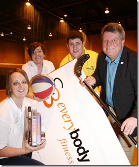 l-r       Becky Snelson, Duty Manager,    Maria Tatters, Macclesfield Leisure Centre Manager, Dan Lyons, Recreation Assistant  and     Cllr. Andrew Knowles,