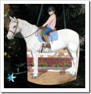 Custom wood cutout ornament - horse and rider.