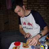 Chef Ryan hard at work. Peanut and guayaba sandwiches.