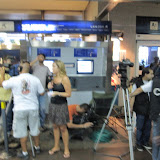News crews at the airport!