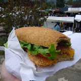Amy had a vegetarian (calabaza) milanesa sandwich from the vegetarian sandwich stand.