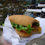 Amy had a vegetarian (calabaza) milanesa sandwich from the vegetarian sandwich stand.