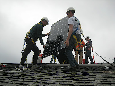 Installing solar panels on the roof