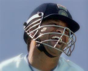 Sachin Tendulkar laughing while playing cricket Sachin Tendulkar laughing while playing cricket