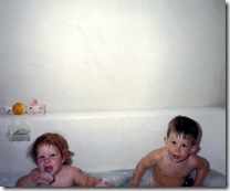 Bonny and Bryan in the tub