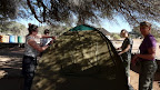 Pitching up the tent at Sesriem Campsite.