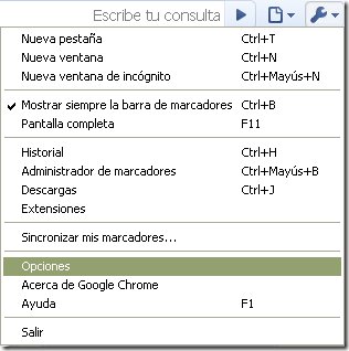 Opciones Chrome