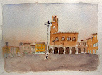 Fano, Italy - Piazza XX Settembre 9inx12in image Original watercolor on 300g Fabriano Cold Pressed paper