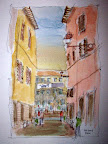 Fano, Italy - Piazza XX Settembre 8inx10in image
Original watercolor on 220g Hahnemuhle Rough paper
