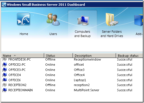 MultiPoint Server in the SBS 2011 Console