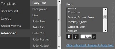 New Blogger Template Font