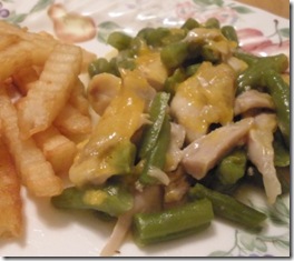 chicken & green bean casserole - on plate