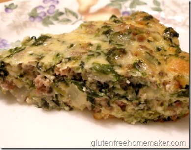 hamburger spinach quiche - slice