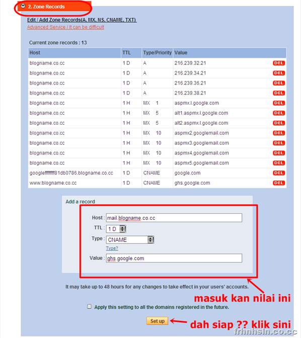 input new CNAME