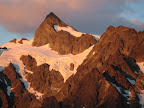 Alpine glow. The last rays of sunlight grace the west face of Mt Shuksan.