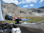 Relaxing in the tent.