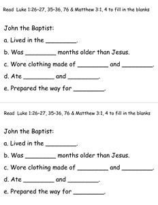 John the Baptist questions