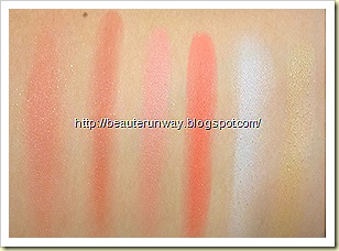 swatches Shiseido spring blusher and highlighters  collection 2010