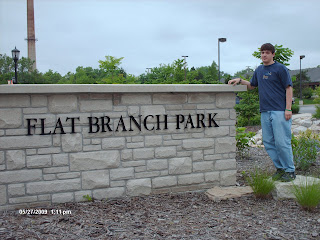 Flat Branch Park contains 2.5 acres of land. It serves as the trailhead for the MKT Trail.