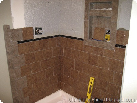 Tiling the shower Tiling the shower