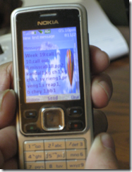 phone in rural cambodia with structured data. Photo Eduardo Jezierski (InSTEDD)
