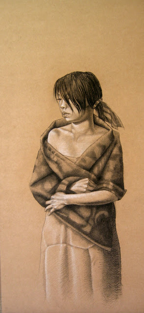 Charcoal and white chalk on board 24" X 48"