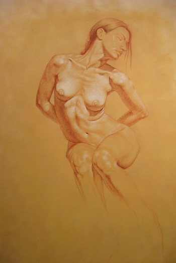 Sanguine and white chalk 36" X 48"