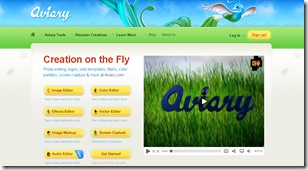 Aviary (screenshot da página inicial) Aviary (screenshot da página inicial)