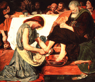 Cristo lava os pés dos discípulos [www.BiblePictureGallery.com]