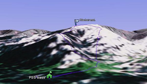 gps трек похода на гору Рисчорр. Сделано с помощью гуглобуса :)