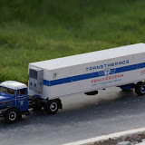 Toy trucks on a miniature highway