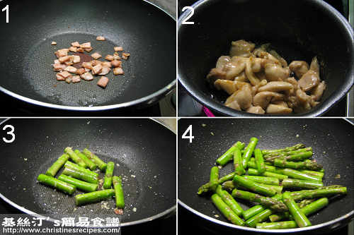蘆筍炒雞丁煙肉製作圖 Stir-Fried Asparagus with Chicken & Bacon Procedures