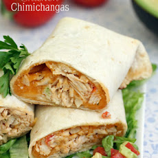 Baked Cheddar Chicken Chimichangas