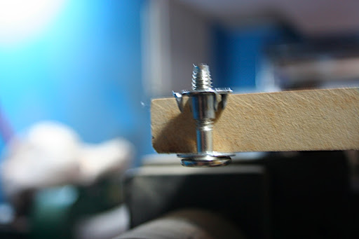 A mocked-up cross-section. The thickness of the bolt and T-nuts recesses will be carefully measured so there is no chance of the bolt pushing up into the fretboard.