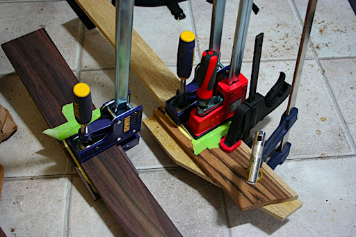 2010.01.30 Update: The headstocks attached to the neck blanks of Prototype 1 (rosewood) and Prototype 2 (limba).