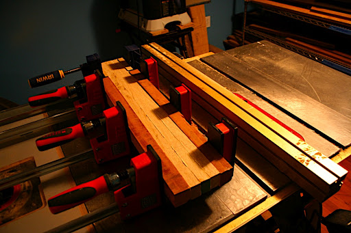 The neck blank for Prototype 2 Aviator glued up and clamped.