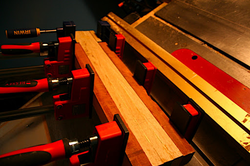It's a 3-piece laminate of white limba (Korina) from the same board as the body. A matching headstock will be joined via a scarf joint. The plan is for an ebony fretboard.