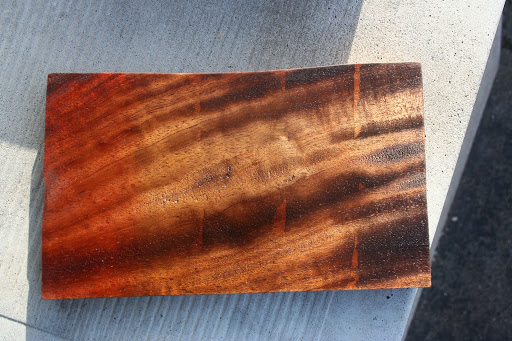 Some dye tests, sanded back and oiled. L-R Burnt Sienna, Raw Umber, Burnt Umber, Van Dyke Brown, Black.