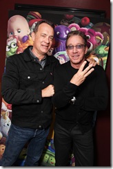 HOLLYWOOD, CA - JUNE 13: **EXCLUSIVE**  Tom Hanks and Tim Allen at the World Premiere of Disney/Pixar's "Toy Story 3" on June 13, 2010 at the El Capitan Theatre in Hollywood, California. (Photo by Eric Charbonneau/Le Studio/Wireimage)