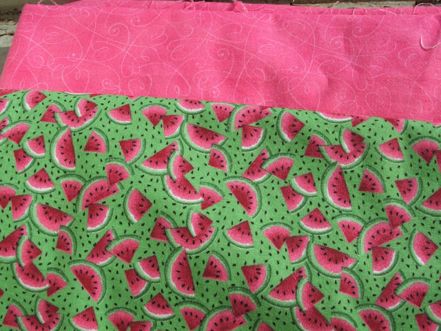 pink and trimmed with watermelon fabric