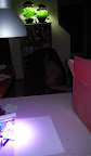 compare led spot color with AG mini light behind. Should have cleaned my desk table first...