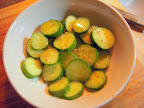 First Japanese cuke, with salt & Caesar dressing - yummmm!