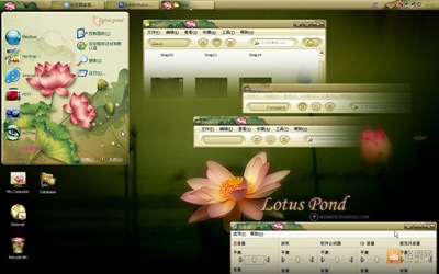 lotus pond_monk,windows style xp theme download，xp佈景主題vista，visual styles，xp佈景主題教學下載，桌面改造，桌面美化，破解xp佈景主題限制