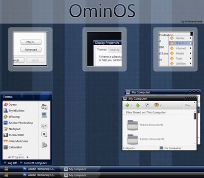 OminOS_0_,windows style xp theme  download，visual styles，xp佈景主題vista教學下載