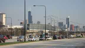 Looking towards the Sears Tower in downtown Chicago