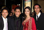 Shreyas Talpade, Shah Rukh Khan, Deepika Padukone and Arjun Rampal at the UK premiere of Bollywood film 'Om Shanti Om' in London.  Ref: SPL8278 081107   Picture by: Caroline Bonarde/EP/Splash News    Splash News and Pictures  Los Angeles: 310-821-2666 New York: 212-619-2666 London: 870-934-2666 photodesk@splashnews.com  