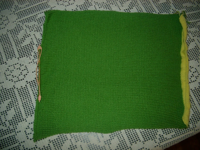 Finished back of Theos sweater
