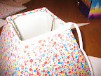 Glue the double-fold bias tape along the top and bottom to hide the raw edges